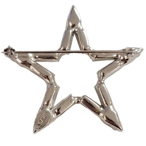 B. David Clear Prong Set Baguette Rhinestones Star Brooch Pin, Signed K988 - Picture 7 of 10